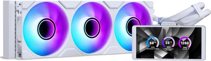 Phanteks glacier one 360m25 lcd white 6 orig - Phanteks Glacier One 360M25 G2 LCD White 360mm AIO CPU Liquid Cooler