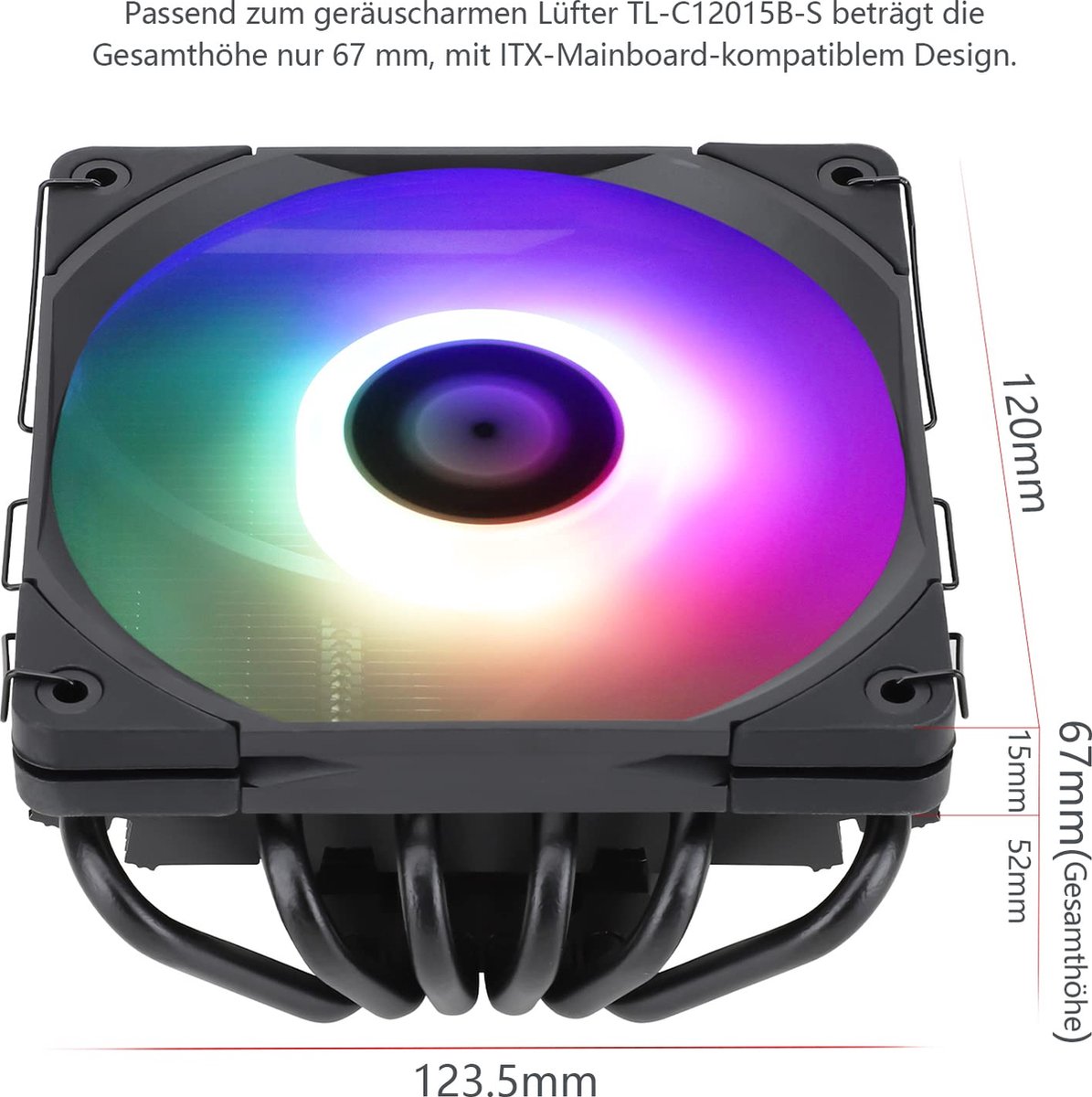 Thermalright Classic Low Profile Cpu Cooler - Axp120-X67 Black Argb - Htpc/Itx - afbeelding 5