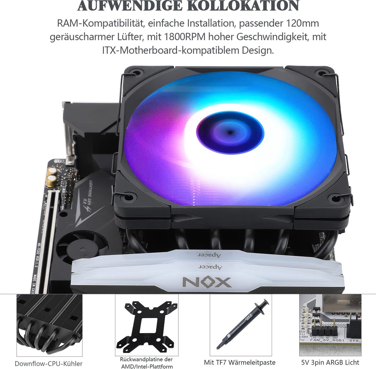 Thermalright Classic Low Profile Cpu Cooler - Axp120-X67 Black Argb - Htpc/Itx - afbeelding 8