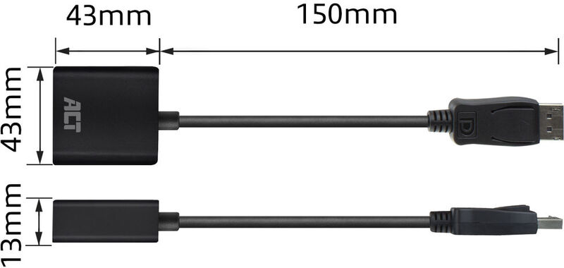Act 0 15 meter naar dvi female 2 orig - ACT AC7510 DisplayPort→DVI-I 0,15 m Verloopstuk