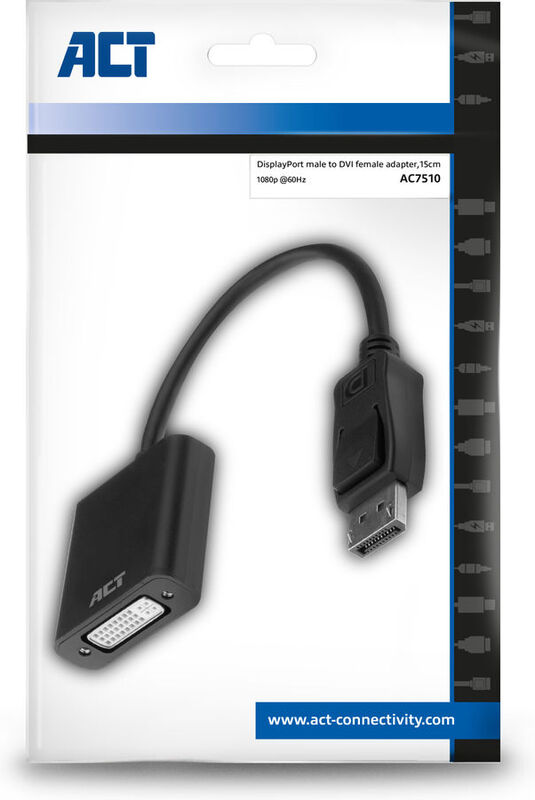 Act 0 15 meter naar dvi female 3 orig - ACT AC7510 DisplayPort→DVI-I 0,15 m Verloopstuk