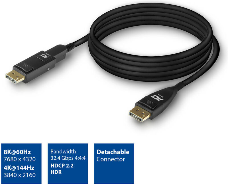Act 20 meter 1 4 active optical 2 orig - ACT AK4152 DisplayPort→DisplayPort 20 m DisplayPort-kabel