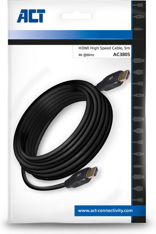 Act 5 meter high speed video kabel 3 orig - ACT AC3805 HDMI→HDMI 2.0 5 m HDMI-kabel