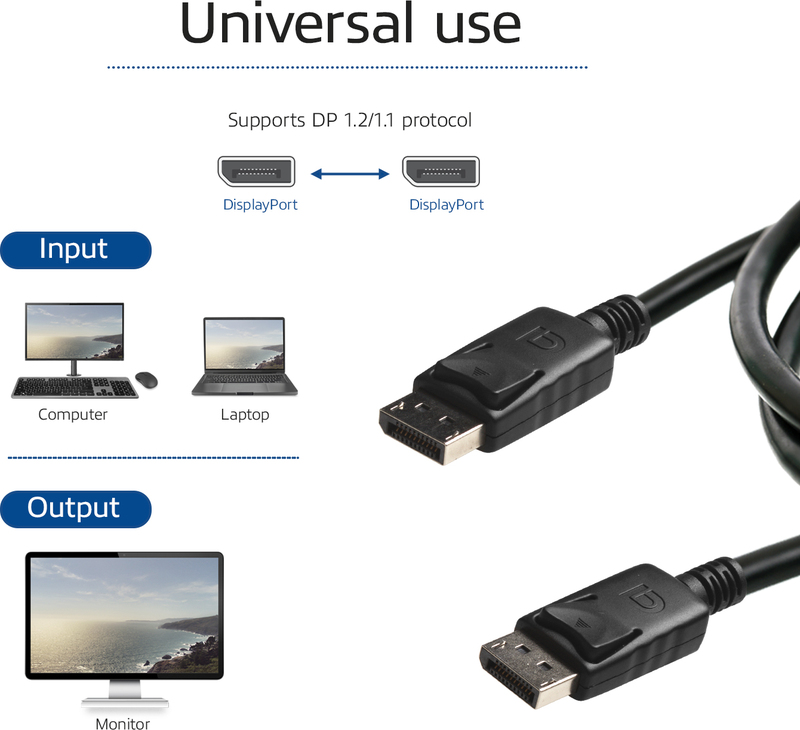 Act 50 cm kabel male male power 3 orig - ACT AK3977 DisplayPort→DisplayPort 0,5 m DisplayPort-kabel