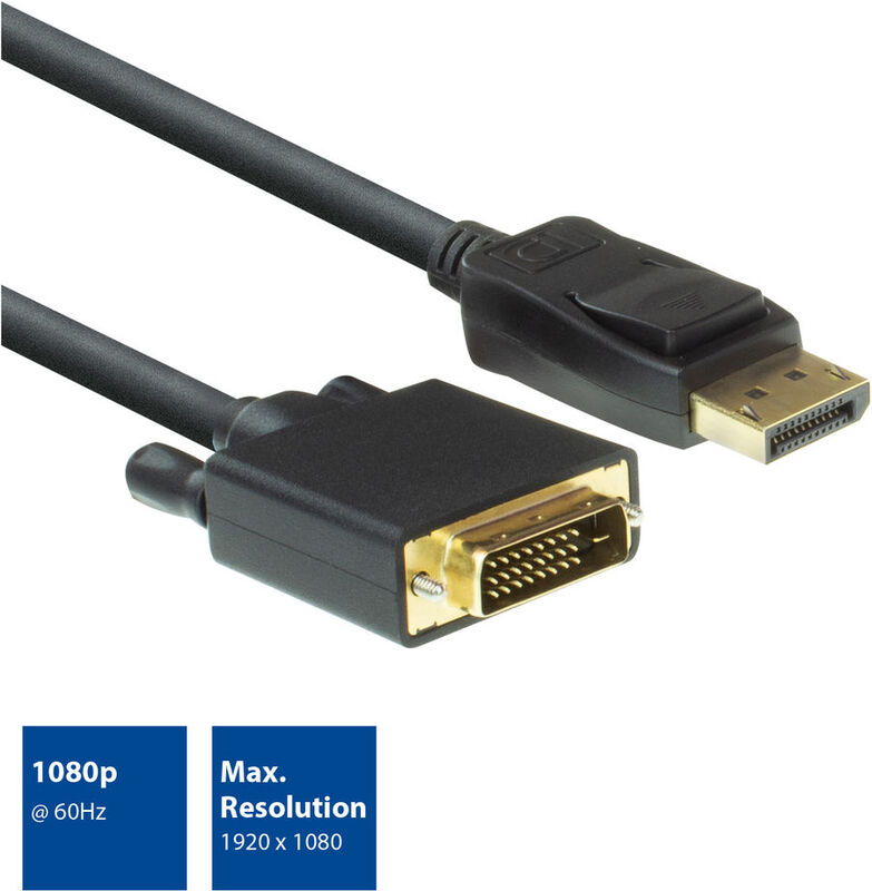 Act naar dvi male aansluitkabel 2 orig - ACT AC7505 DisplayPort→DVI-D 1,8 m DisplayPort-kabel