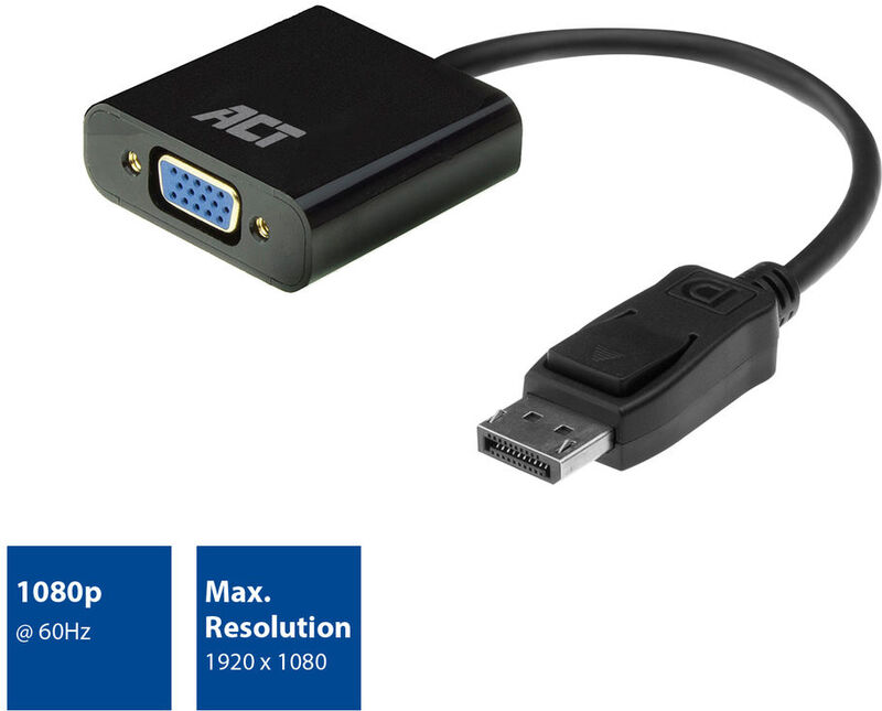 Act naar vga female adapter 3 orig - ACT AC7515 DisplayPort→VGA 0,15 m Verloopstuk
