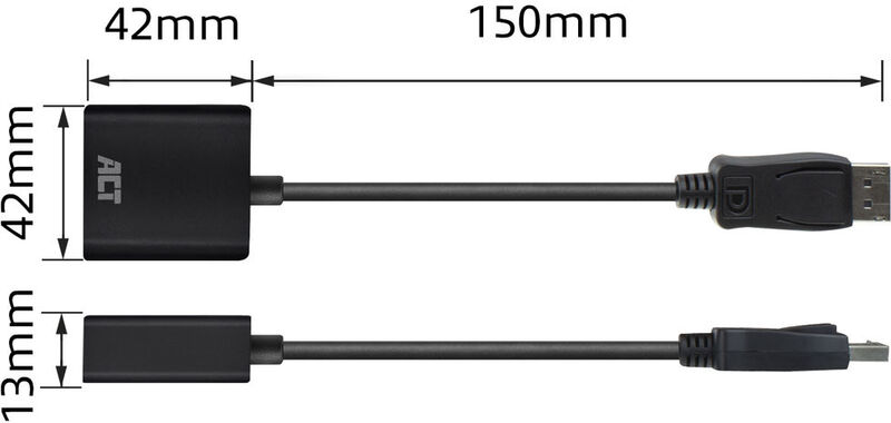 Act naar vga female adapter 4 orig - ACT AC7515 DisplayPort→VGA 0,15 m Verloopstuk