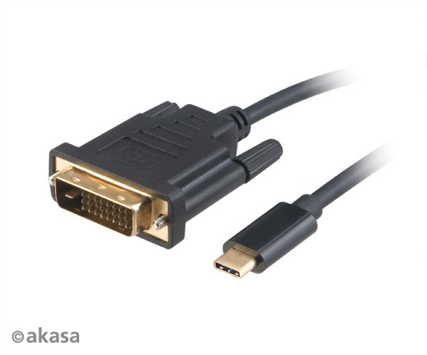 Akasa ak cbca10 18bk dvi kabel 1 2 orig - Akasa AK-CBCA10-18BK USB-C→DVI-D 1,8 m USB-C-kabel