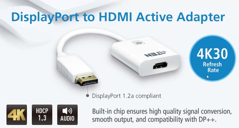 Aten kabel male uitgang 0 15 m 9565875 3 orig - Aten VC986-AT DisplayPort→HDMI 0,15 m DisplayPort-kabel