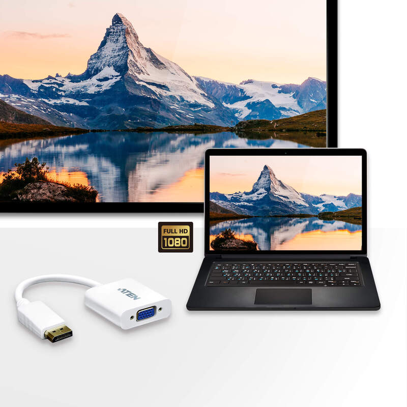 Aten kabel male vga female 15 pins 5 orig - Aten VC925-AT DisplayPort→VGA 0,15 m DisplayPort-kabel