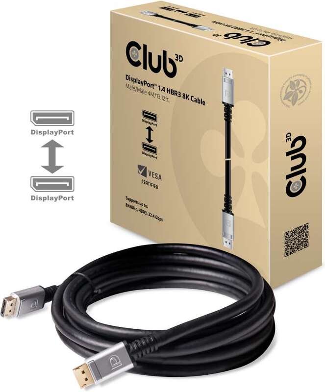 Club 3d club3d 1 4 hbr3 8k kabel 2 orig - Club 3D CAC-1069 DisplayPort→DisplayPort 4 m DisplayPort-kabel