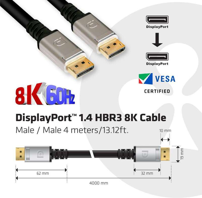 Club 3d club3d 1 4 hbr3 8k kabel 3 orig - Club 3D CAC-1069 DisplayPort→DisplayPort 4 m DisplayPort-kabel