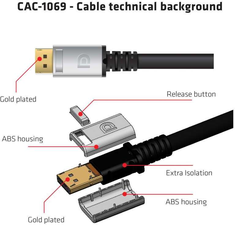 Club 3d club3d 1 4 hbr3 8k kabel 5 orig - Club 3D CAC-1069 DisplayPort→DisplayPort 4 m DisplayPort-kabel
