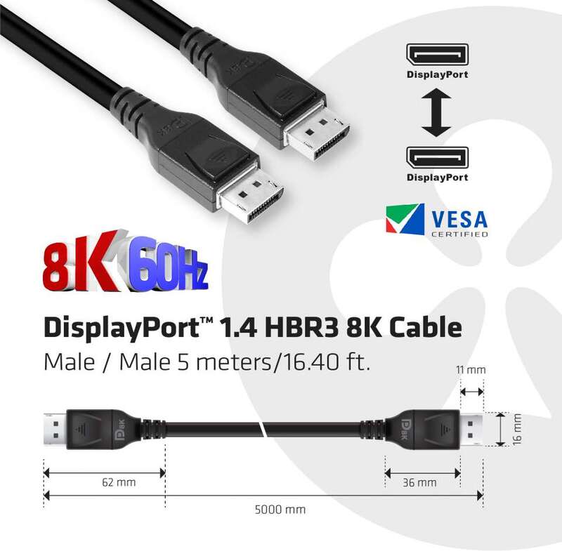 Club 3d club3d 1 4 hbr3 8k kabel 9566511 3 orig - Club 3D CAC-1061 DisplayPort→DisplayPort 5 m DisplayPort-kabel