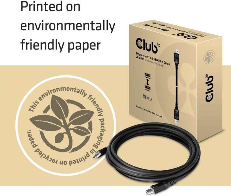 Club 3d club3d 1 4 hbr3 8k kabel 9566511 7 orig - Club 3D CAC-1061 DisplayPort→DisplayPort 5 m DisplayPort-kabel