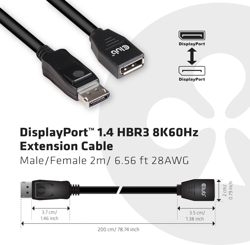 Club 3d club3d cac 1022 kabeladapter v 3 orig - Club 3D CAC-1022 DisplayPort→DisplayPort 2 m DisplayPort-kabel