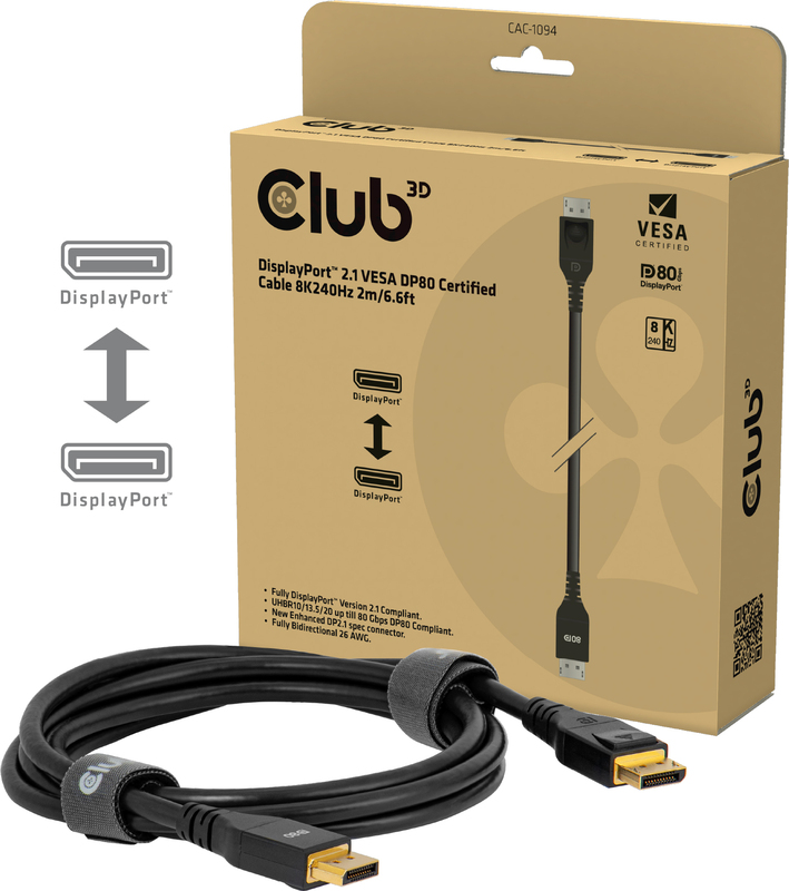 Club 3d club3d cac 1094 kabel 2 orig - Club 3D CAC-1094 DisplayPort→DisplayPort 2 m DisplayPort-kabel