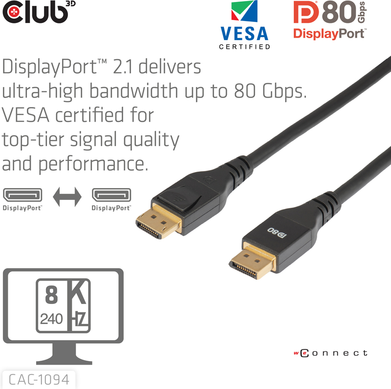 Club 3d club3d cac 1094 kabel 5 orig - Club 3D CAC-1094 DisplayPort→DisplayPort 2 m DisplayPort-kabel