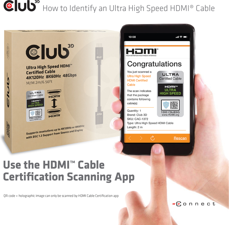 Club 3d club3d cac 1370 kabel 3 m 3 orig - Club 3D CAC-1373 HDMI→HDMI 2.1 3 m HDMI-kabel
