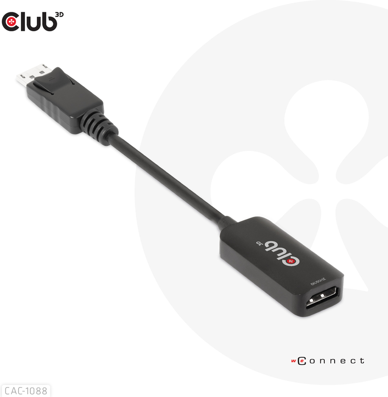 Club 3d club3d displayport1 4 to 4k120 8 orig - Club 3D CAC-1088 DisplayPort→HDMI 2.1 0,21 m Verloopstuk