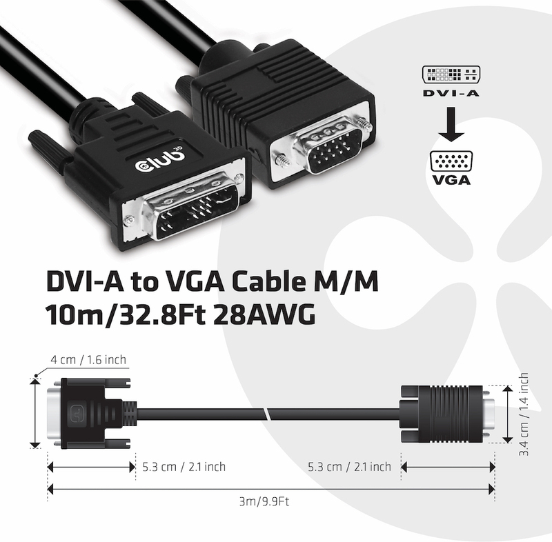 Club 3d club3d dvi a to vga cable 2 orig - Club 3D CAC-1243 DVI-I→VGA 3 m DVI-kabel