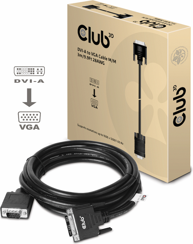 Club 3d club3d dvi a to vga cable 3 orig - Club 3D CAC-1243 DVI-I→VGA 3 m DVI-kabel