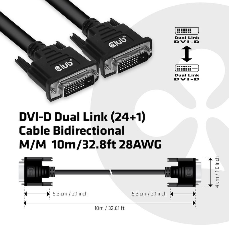 Club 3d club3d dvi d dual link 24 9794328 4 orig - Club 3D CAC-1220 DVI-D→DVI-D 10 m DVI-kabel
