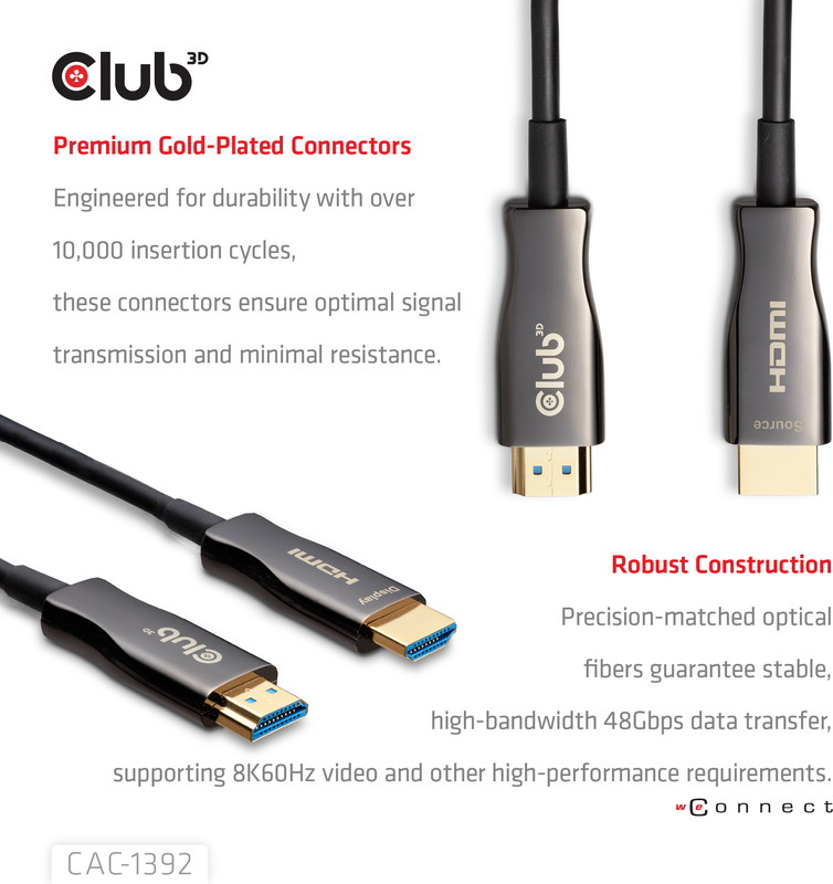 Club 3d club3d hdmitm hybrid aoc cable 9794349 6 orig - Club 3D CAC-1392 HDMI→HDMI 2.1 30 m HDMI-kabel