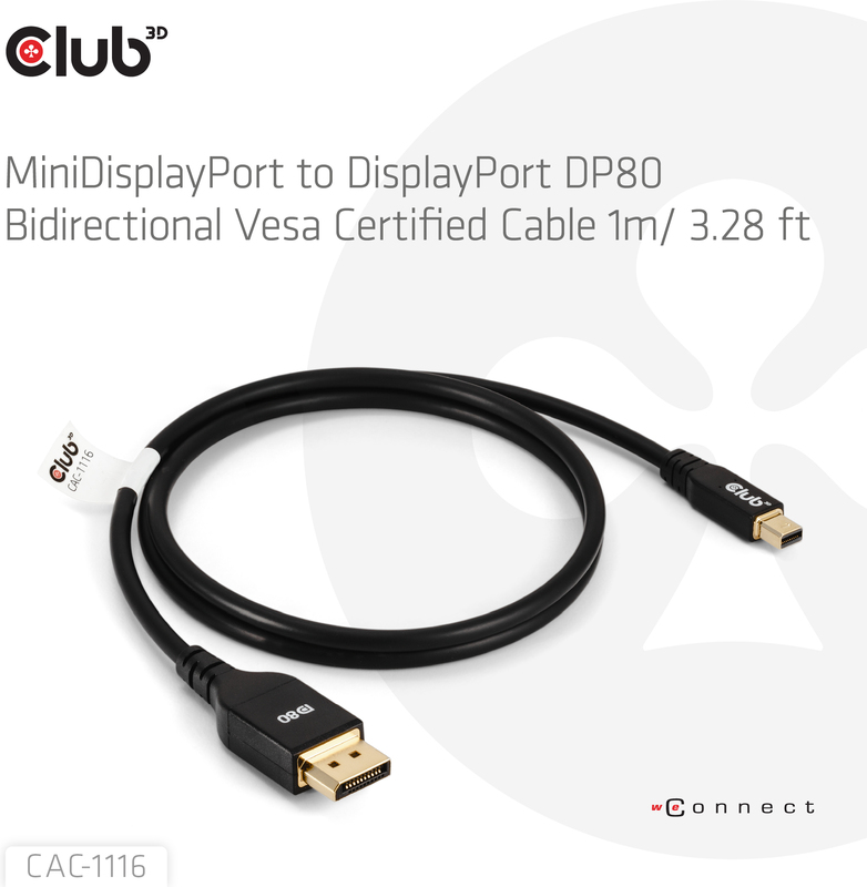 Club 3d club3d mini displayporttm to d 2 orig - Club 3D CAC-1116 Mini DisplayPort→DisplayPort 1 m DisplayPort-kabel