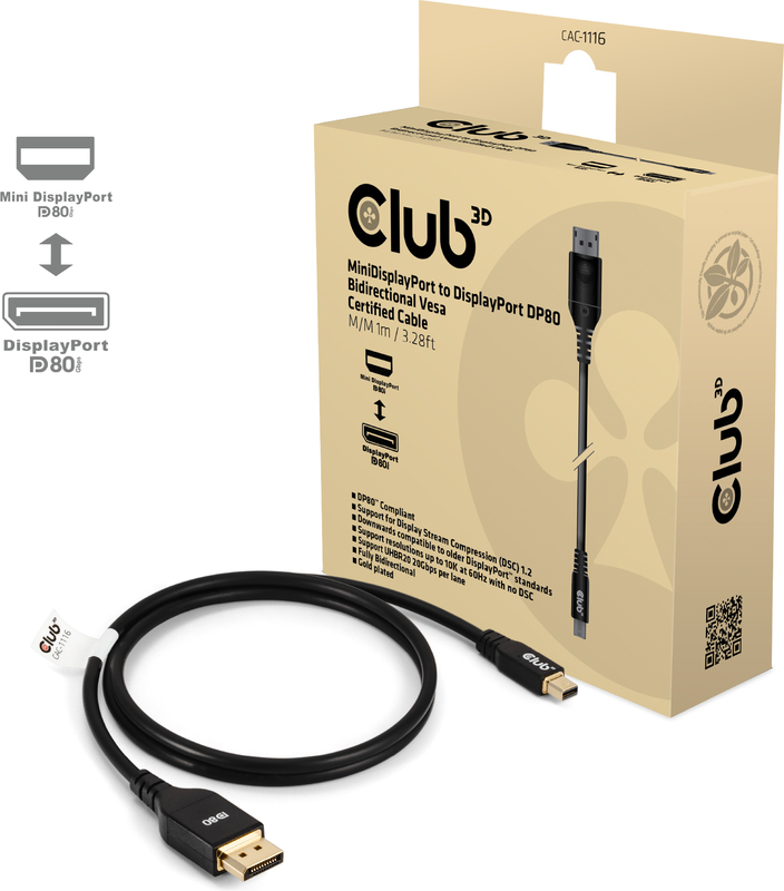 Club 3d club3d mini displayporttm to d 4 orig - Club 3D CAC-1116 Mini DisplayPort→DisplayPort 1 m DisplayPort-kabel