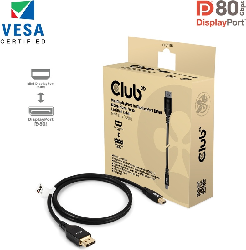 Club 3d club3d mini displayporttm to d 5 orig - Club 3D CAC-1116 Mini DisplayPort→DisplayPort 1 m DisplayPort-kabel