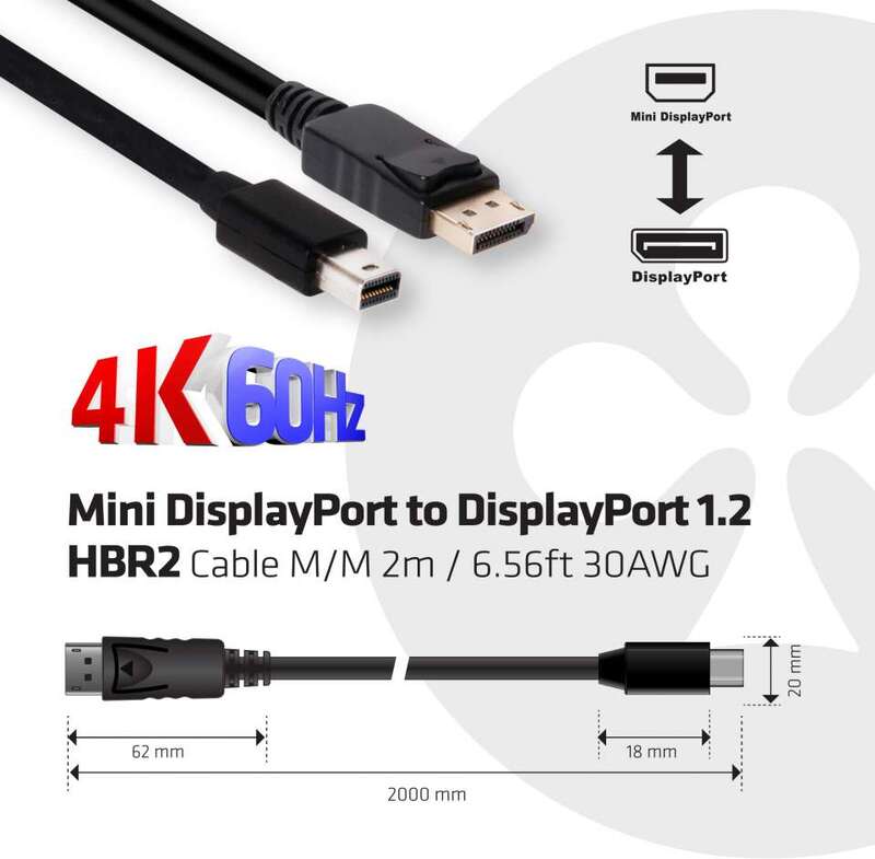 Club 3d club3d mini to 1 2 m 3 orig - Club 3D CAC-2163 Mini DisplayPort→DisplayPort 2 m DisplayPort-kabel