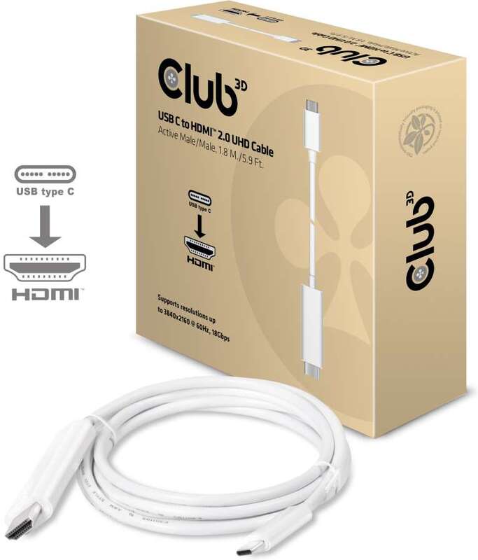 Club 3d club3d usb c to 2 0 2 orig - Club 3D CAC-1514 USB-C→HDMI 2.0 1,8 m USB-C-kabel