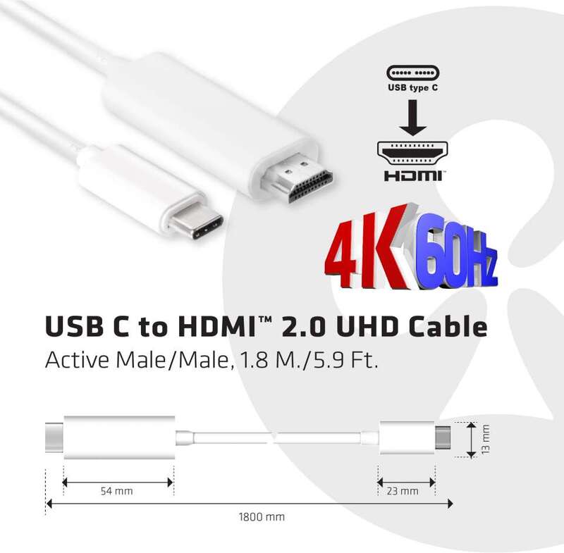 Club 3d club3d usb c to 2 0 3 orig - Club 3D CAC-1514 USB-C→HDMI 2.0 1,8 m USB-C-kabel