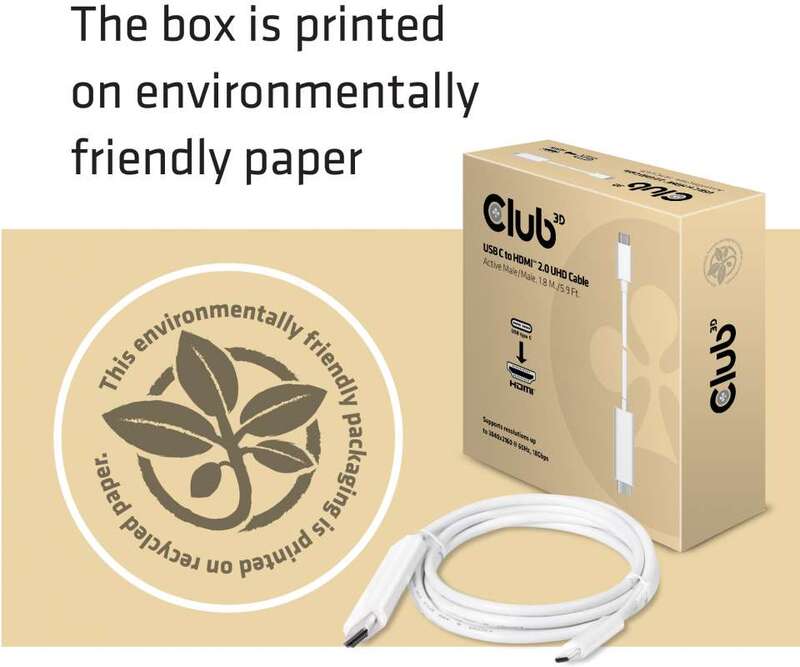 Club 3d club3d usb c to 2 0 4 orig - Club 3D CAC-1514 USB-C→HDMI 2.0 1,8 m USB-C-kabel
