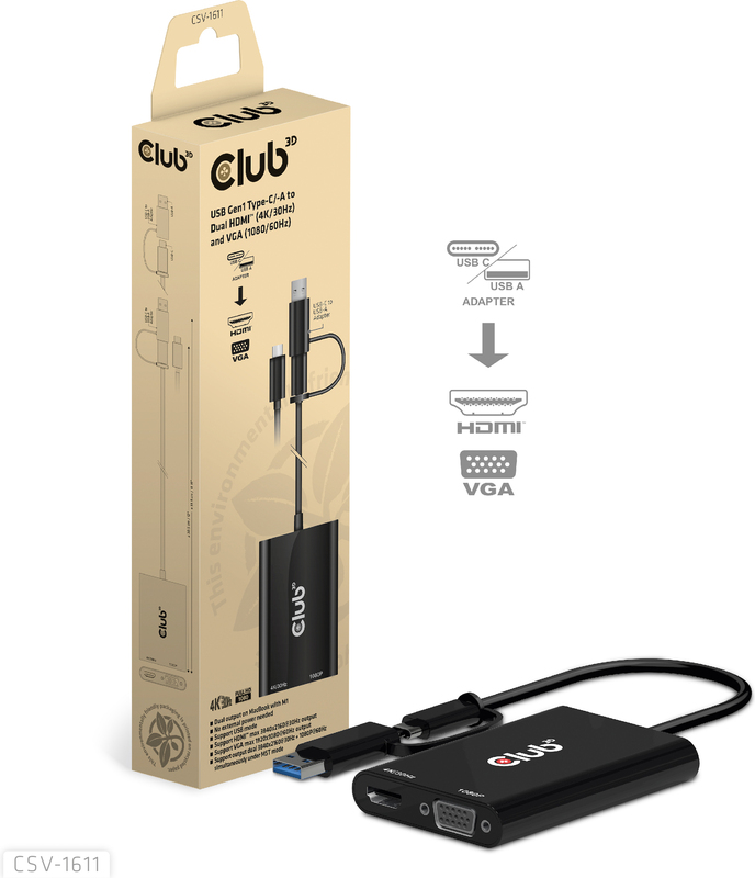 Club 3d club3d usb gen1 type c a 9566562 6 orig - Club 3D CSV-1611 USB-C→HDMI 1.4 0,22 m Verloopstuk