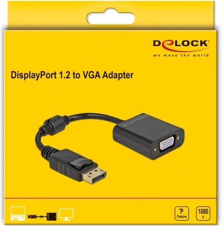 Delock 61006 adapter 1 2 male naar 3 orig - DeLock 61006 DisplayPort→VGA Verloopstuk