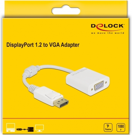 Delock 61007 video kabel adapter 0 15 2 orig - DeLock 61007 DisplayPort→VGA 0,15 m Verloopstuk