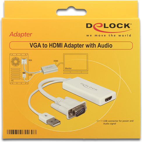 Delock 62460 vga naar adapter met aud 2 orig - DeLock 62460 VGA→HDMI 0,25 m Verloopstuk