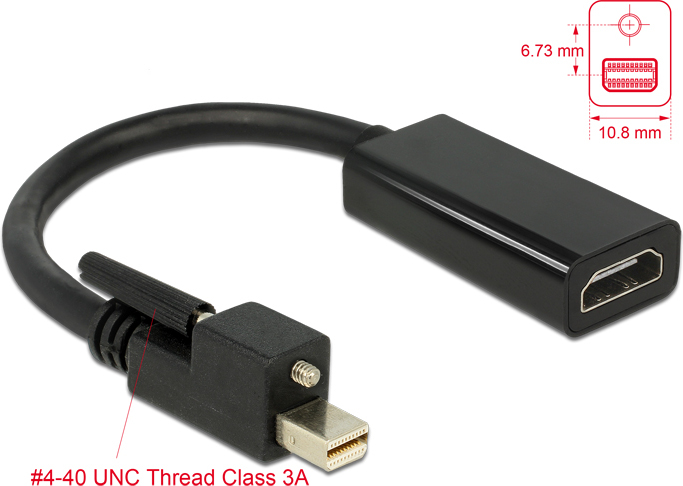Delock 62640 adapter mini 1 2 male 3 orig - DeLock 62640 Mini DisplayPort→HDMI 0,25 m Verloopstuk