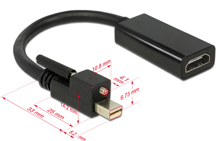 Delock 62640 adapter mini 1 2 male 4 orig - DeLock 62640 Mini DisplayPort→HDMI 0,25 m Verloopstuk