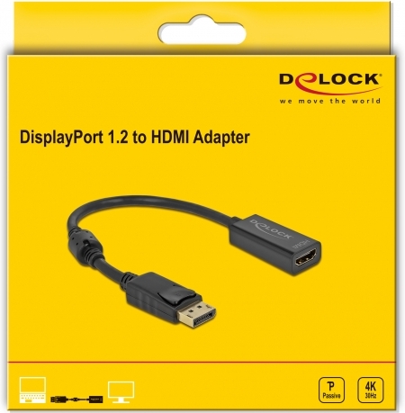 Delock 63559 adapter 1 2 male naar 3 orig - DeLock 63559 DisplayPort→HDMI 0,2 m Verloopstuk