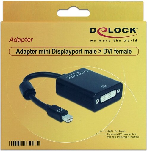 Delock 65098 adapter mini 1 1 male 3 orig - DeLock 65098 Mini DisplayPort→DVI-I 0,18 m Verloopstuk