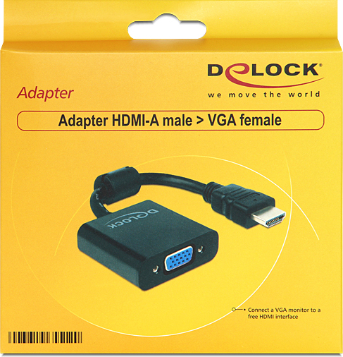 Delock 65512 adapter male naar vga fe 2 orig - DeLock 65512 HDMI→VGA 0,25 m Verloopstuk