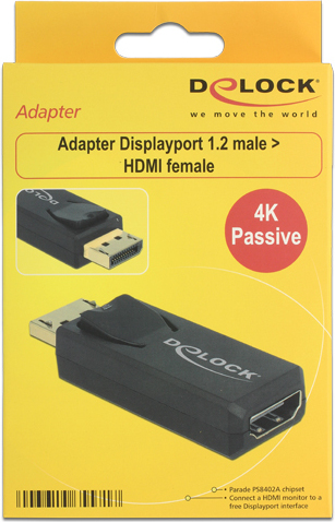 Delock 65571 adapter 1 2 male female 2 orig - DeLock 65571 DisplayPort→HDMI 1.4 Verloopstuk