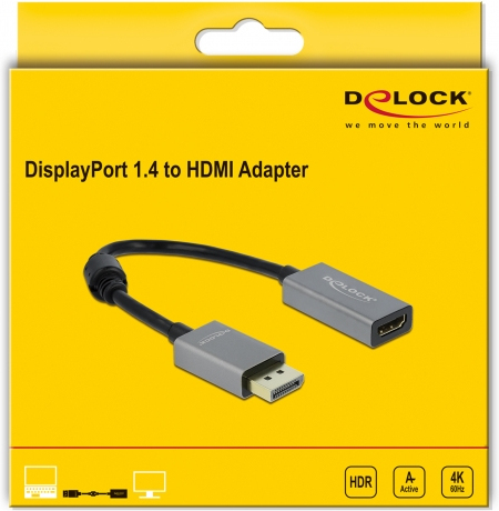 Delock 66436 actieve 1 4 naar adapter 2 orig - DeLock 66436 DisplayPort→HDMI 0,2 m Verloopstuk