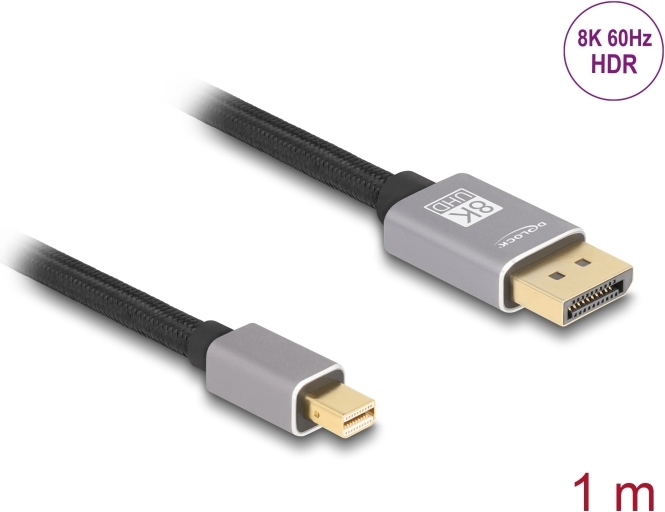 Delock 81091 kabel 1 m mini grijs 3 orig - DeLock 81091 Mini DisplayPort→DisplayPort 1 m DisplayPort-kabel