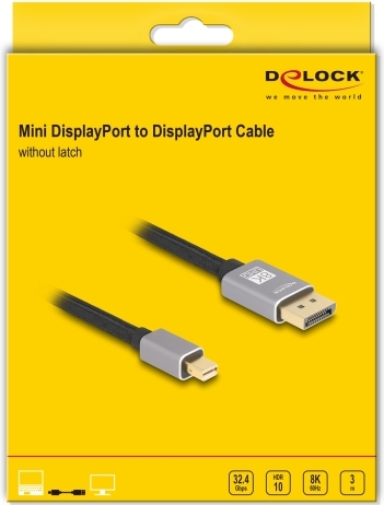 Delock 81093 kabel 3 m mini grijs 3 orig - DeLock 81093 Mini DisplayPort→DisplayPort 3 m DisplayPort-kabel