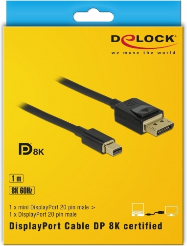 Delock 84927 mini naar kabel 8k 60 4 orig - DeLock 84927 Mini DisplayPort→DisplayPort 1 m DisplayPort-kabel