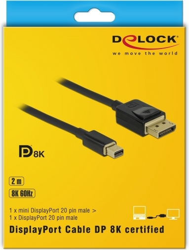 Delock 84928 mini naar kabel 8k 60 4 orig - DeLock 84928 Mini DisplayPort→DisplayPort 2 m DisplayPort-kabel